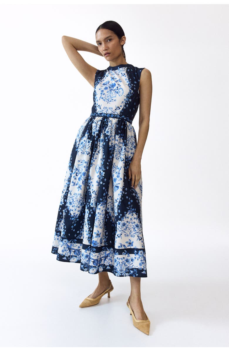 H&M Mama Flared-skirt Nursing Dress, Alternate, color, Navy Blue/Floral