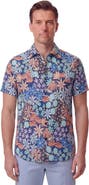 Lords of Harlech Rough Floral Short Sleeve Fine Linen Shirt