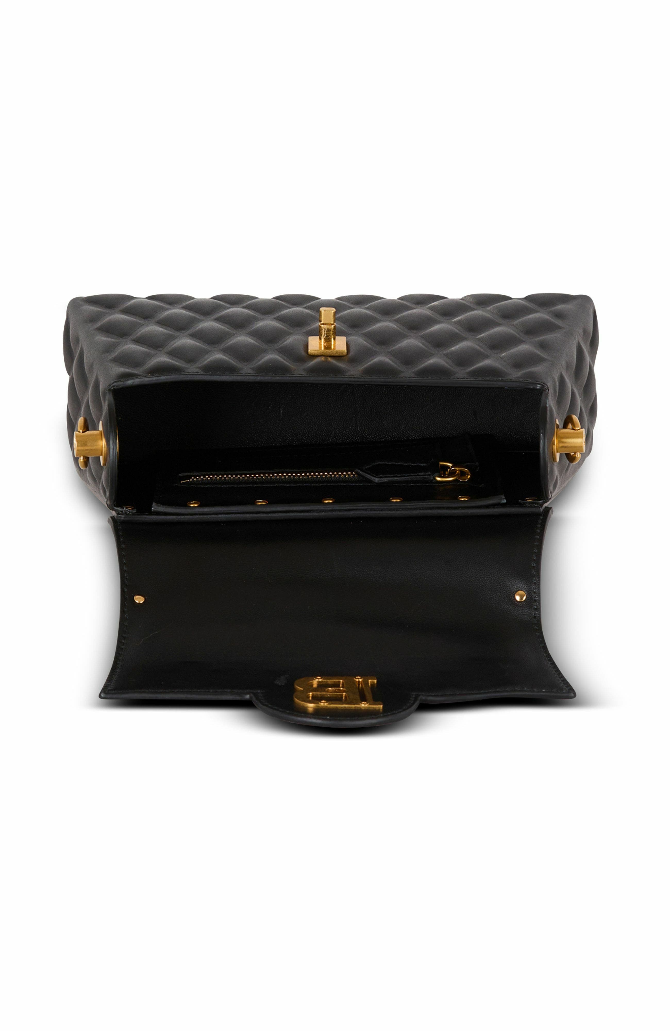 Balmain B-Buzz Dynasty Bag In Quilted Calfskin, Alternate, color, Black