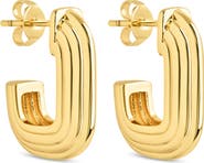 Sterling Forever Briella Rib Hoop Earrings