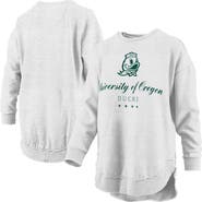 PRESSBOX Women's Pressbox Heather Gray Oregon Ducks Field Day Melange Poncho Pullover Sweatshirt