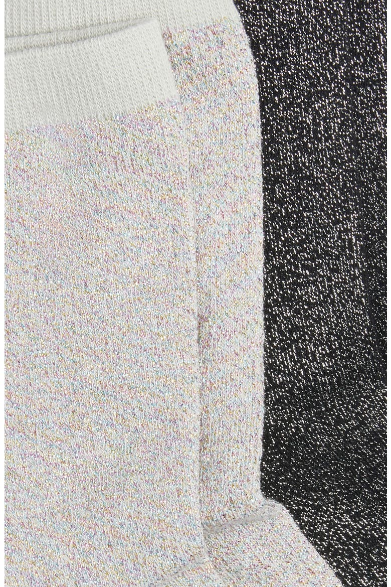 Assorted 2-Pack Metallic Crew Socks, Alternate, color, BLACK SILVER