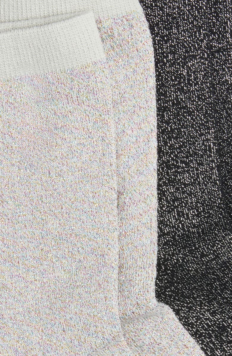 HIGH HEEL JUNGLE Assorted 2-Pack Metallic Crew Socks, Alternate, color, Black, Silver