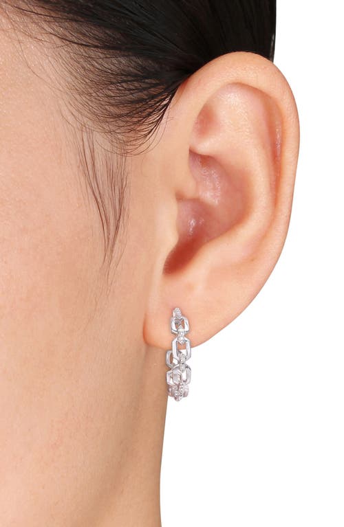 Delmar Diamond Oval Link Hoop Earrings In Silver