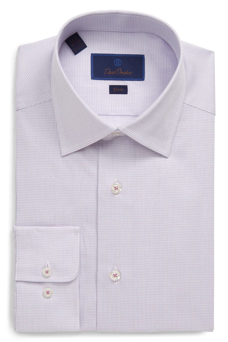 Slim Fit Micro Print Dress Shirt, Main, color, BERRY