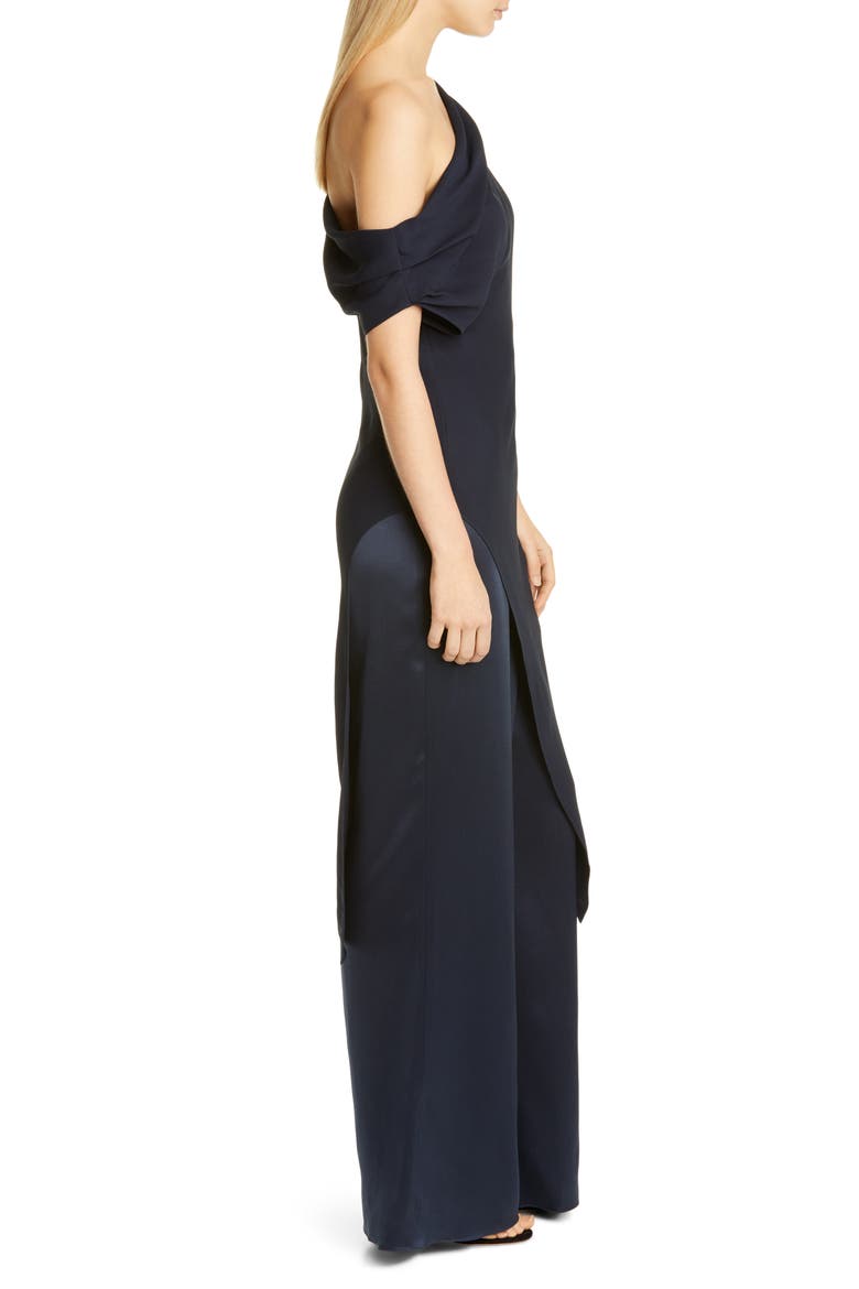 One-Shoulder Draped Tunic Dress, Alternate, color, NAVY