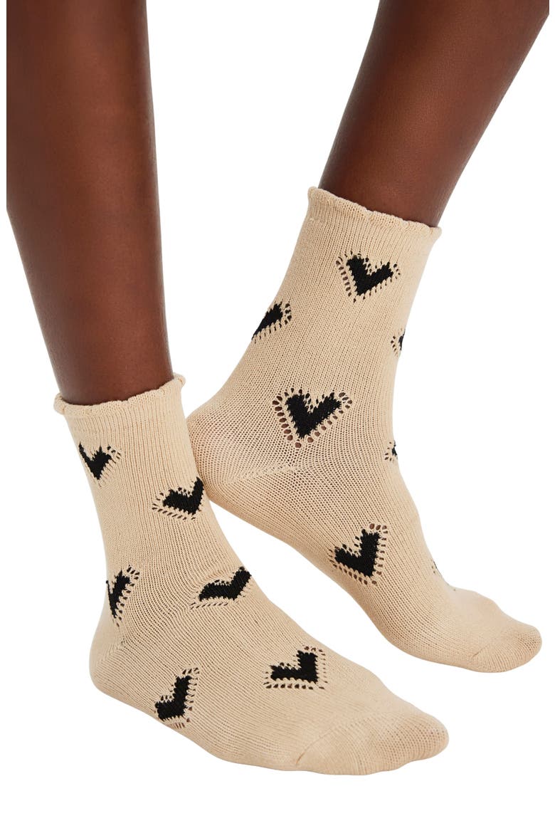 Cupid's Bow Crew Socks, Main, color, BEIGE