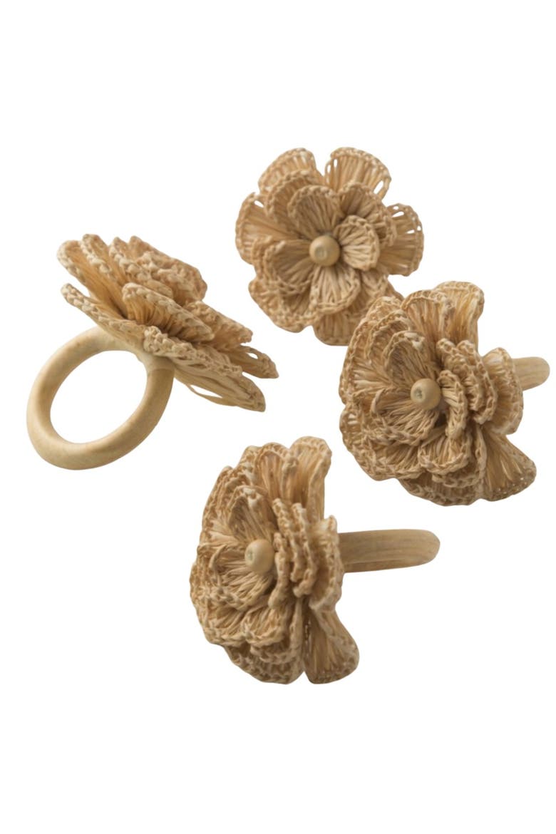 Buriti Flower Napkin Ring - Set of 4, Main, color, Natural