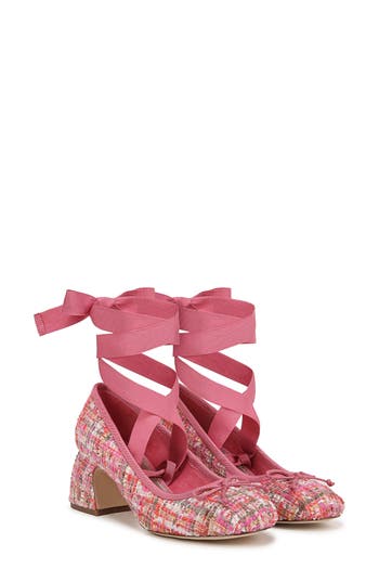 Circus Ny By Sam Edelman Della Lace-up Block-heel Ballet Pumps In Pink Multi