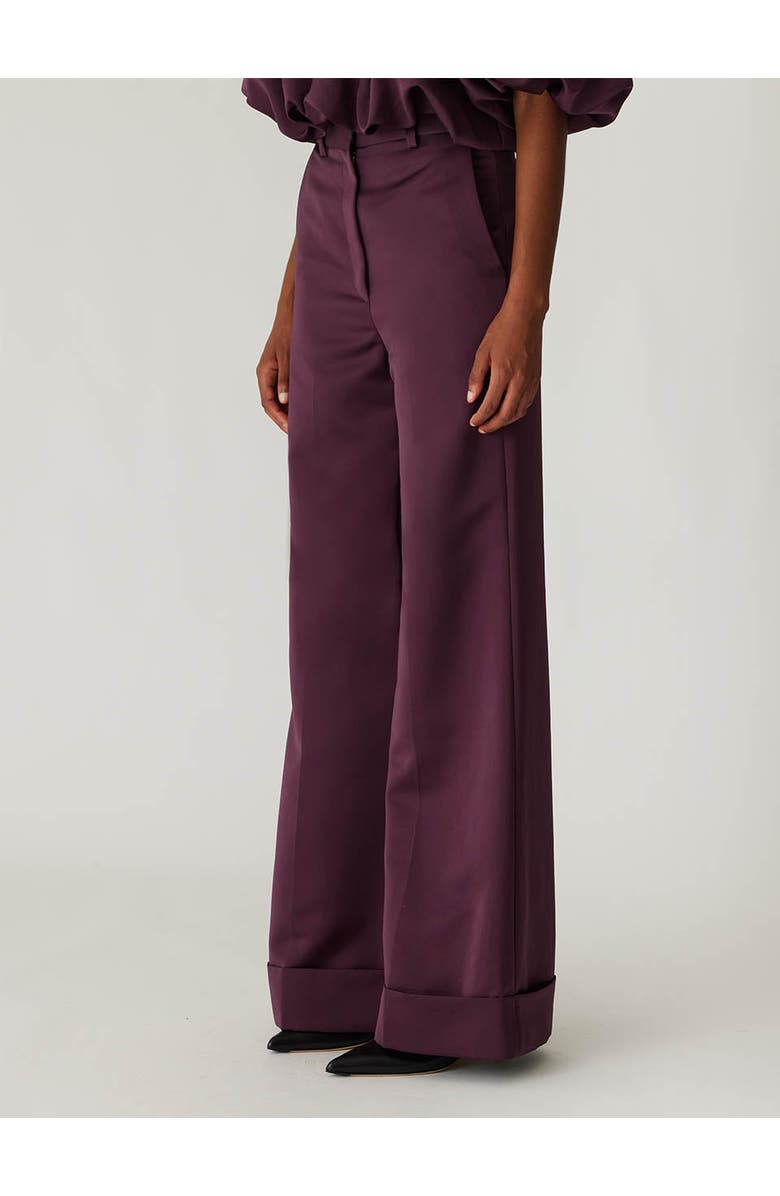 Rebecca Taylor Techy Sateen Wide Leg Pant, Alternate, color, Plum