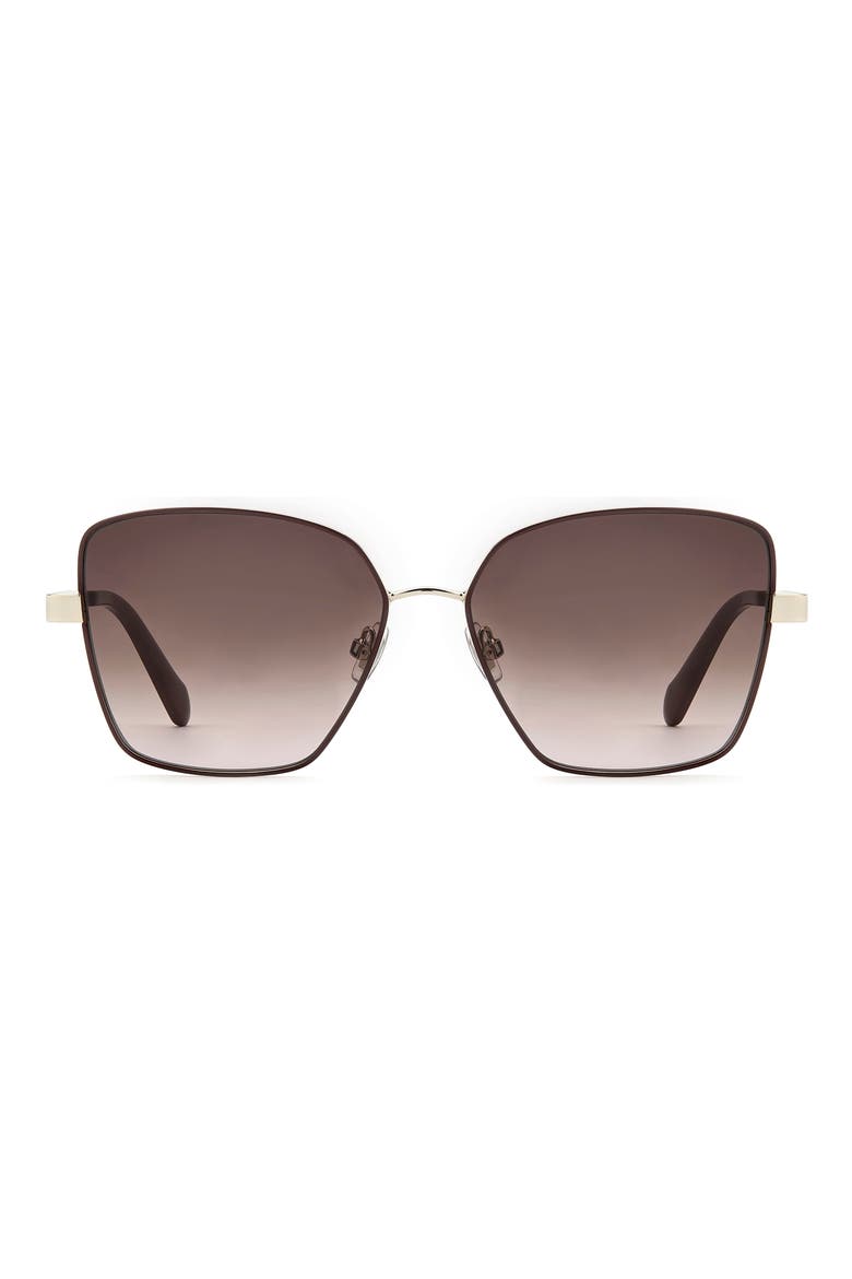 57mm Gradient Square Sunglasses, Main, color, BURGUNDY GOLD/ BROWN SF