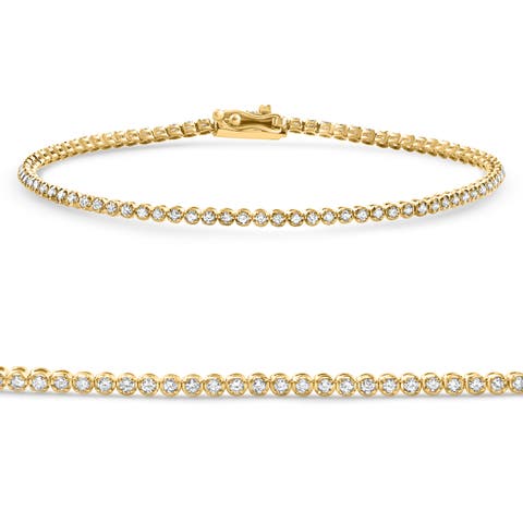 14k Gold 1Ct TW Natural Diamond Tennis Line Bracelet 7"