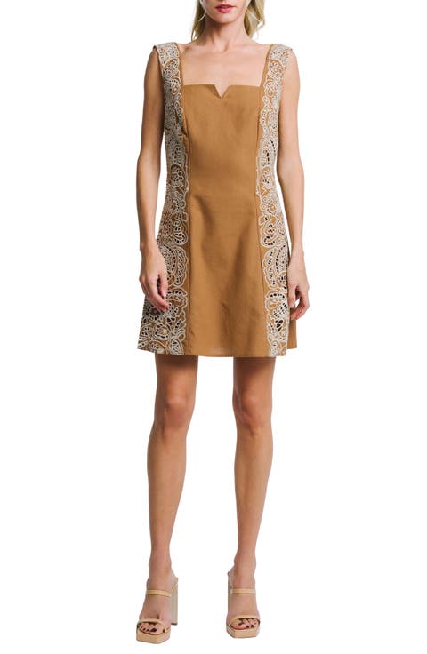 Eviana Embroidered Detail Cotton Minidress