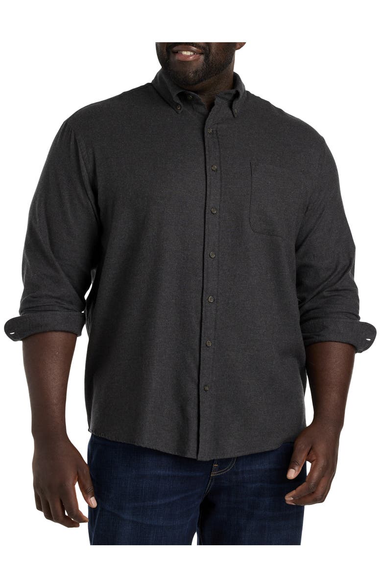 Harbor Bay by DXL Big & Tall Solid Flannel Sport Shirt, Main, color, 