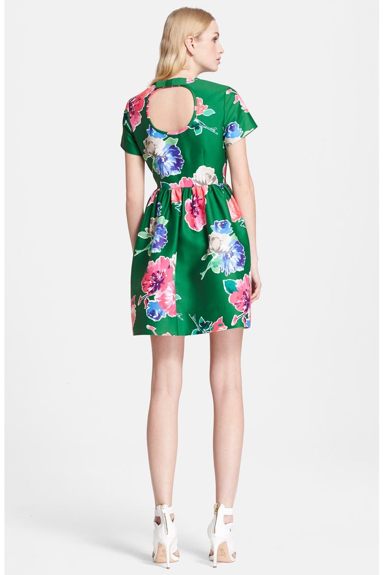 'stelli' floral print fit & flare dress, Alternate, color, LUCKY GREEN