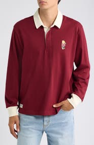 ROWING BLAZERS Pooh Long Sleeve Organic Cotton Rugby Polo