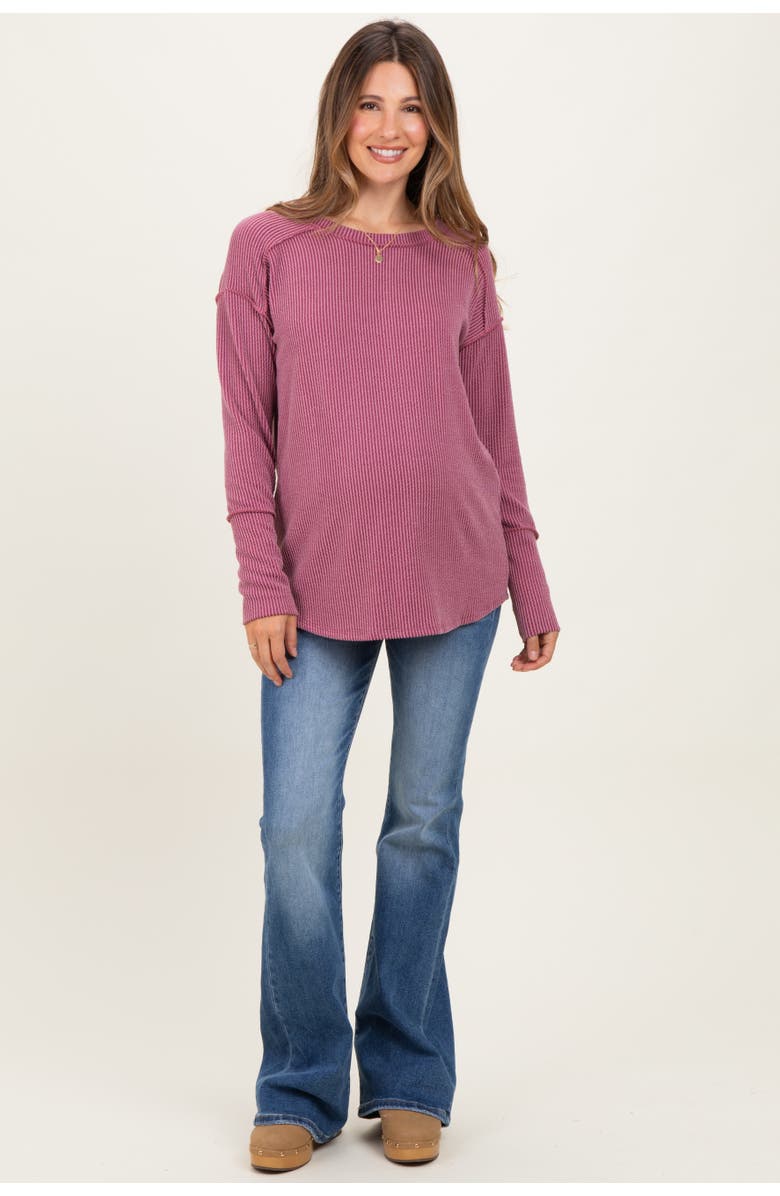 PinkBlush Lightly Distressed Maternity Flare Jeans, Main, color, Blue