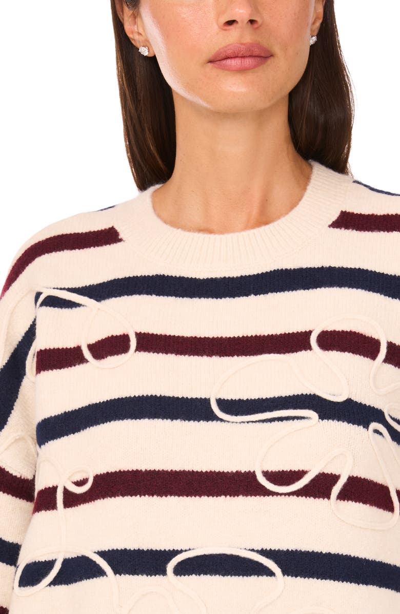Parker Embroidered Striped Sweater, Alternate, color, Birch