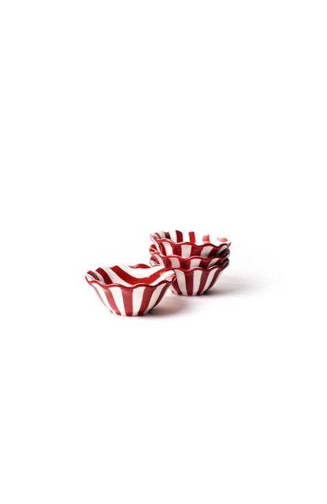 Red Stripe Ruffle Dipping Bowl Set of 4