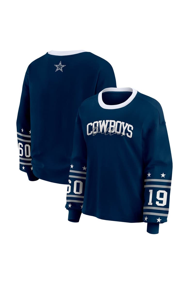 Women's WEAR by Erin Andrews  Navy Dallas Cowboys Sport Long-Sleeve T-Shirt, Main, color, Navy
