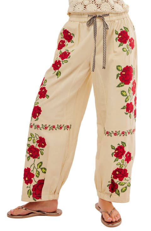 Rosalia Floral Embroidered Pants
