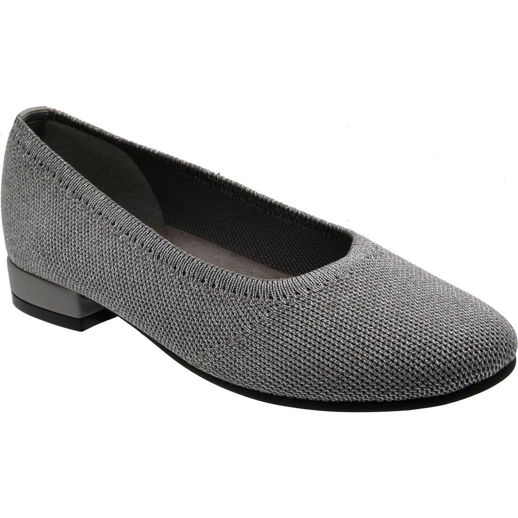 David Tate Runway Ballet Flat In Gray Metallic