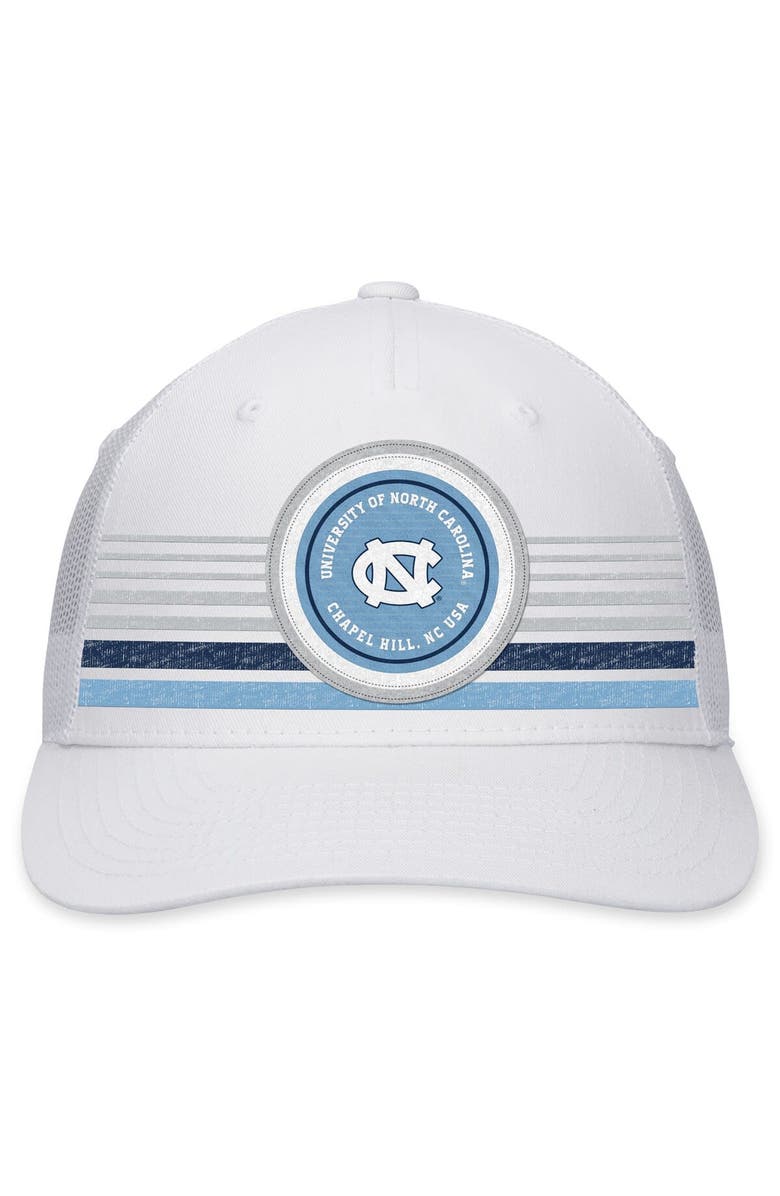 TOP OF THE WORLD Men's Top of the World White North Carolina Tar Heels Top Trace Trucker Snapback Hat, Alternate, color, 