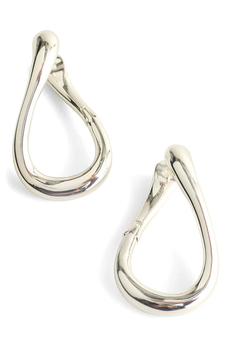 Front/Back Twisted Large Hoop Earrings, Main, color, WARM SILVER