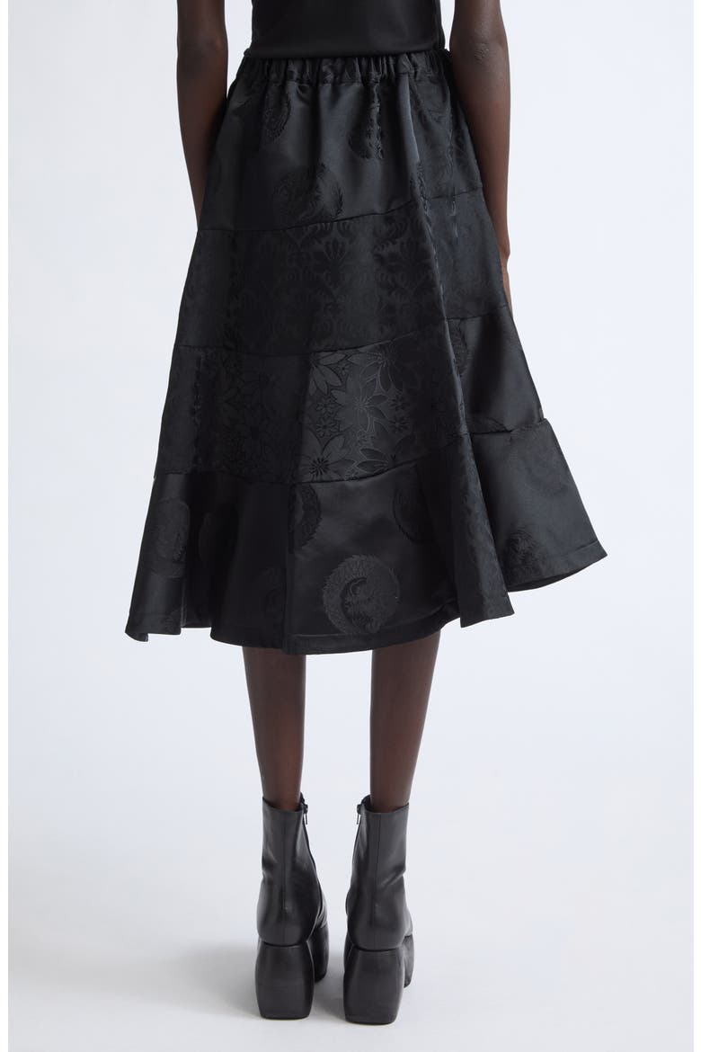 Floral Jacquard Tiered Midi Skirt, Alternate, color, BLACK X BLACK X BLACK