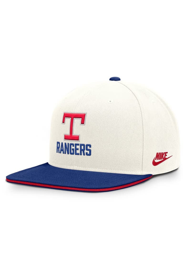Men's Nike Cream/Royal Texas Rangers Cooperstown Pro Dri-FIT Snapback Hat, Main, color, Cream