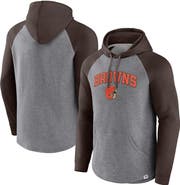 FANATICS Men's Fanatics Heathered Gray/Brown Cleveland Browns By Design Raglan Pullover Hoodie