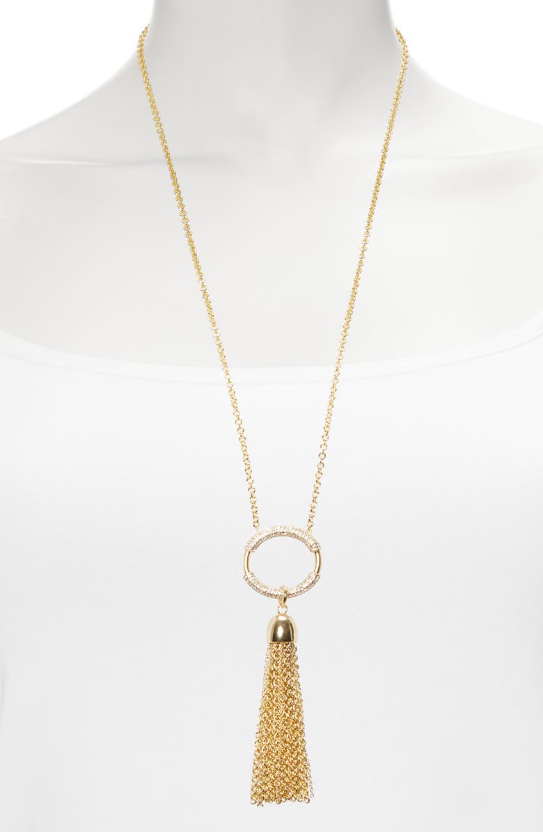 Vince Camuto Long Tassel Fringe Pendant Necklace, Alternate, color,