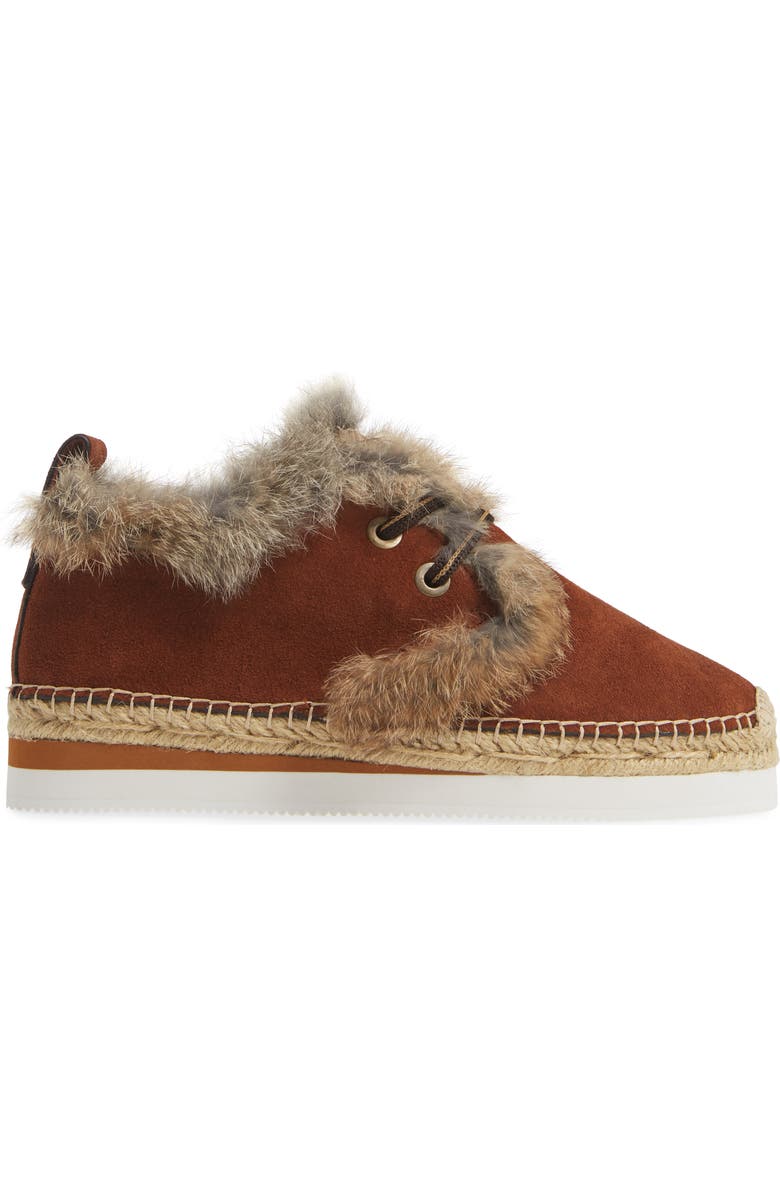 See by Chloé Glyn Genuine Shearling Lace-Up Espadrille, Alternate, color,