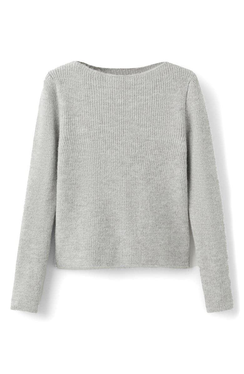 MANGO Boat Neck Rib Sweater, Alternate, color, Grey