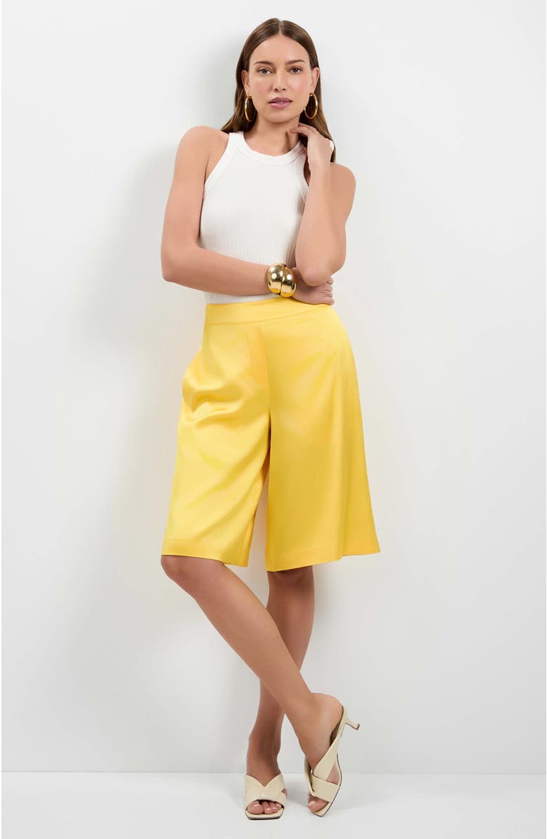 Trina Turk Chiana Satin Shorts, Alternate, color, Lambretta Lemon