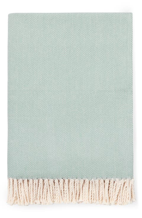 Celine Fringed Herringbone Cotton Throw