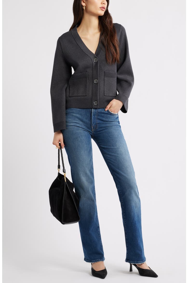 Wide Sleeve Cardigan, Alternate, color, GREY DARK CHARCOAL HEATHER
