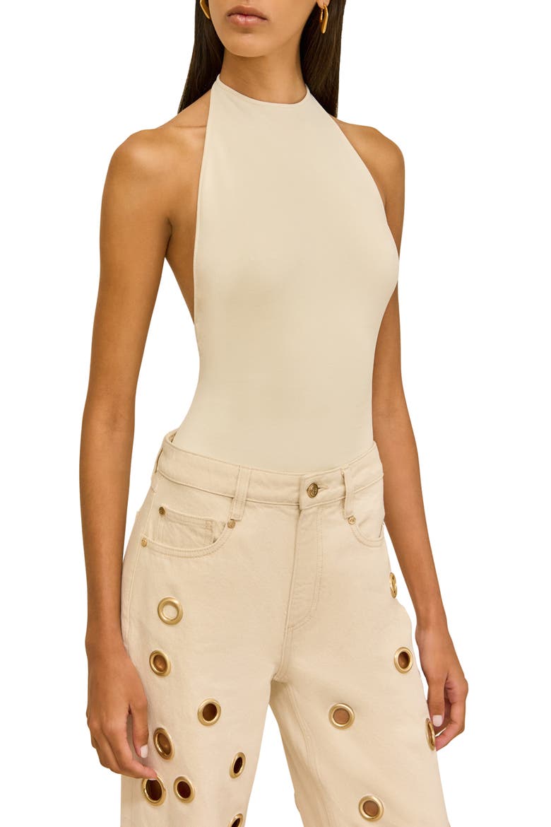Minnie Halter Bodysuit, Main, color, OFF WHITE