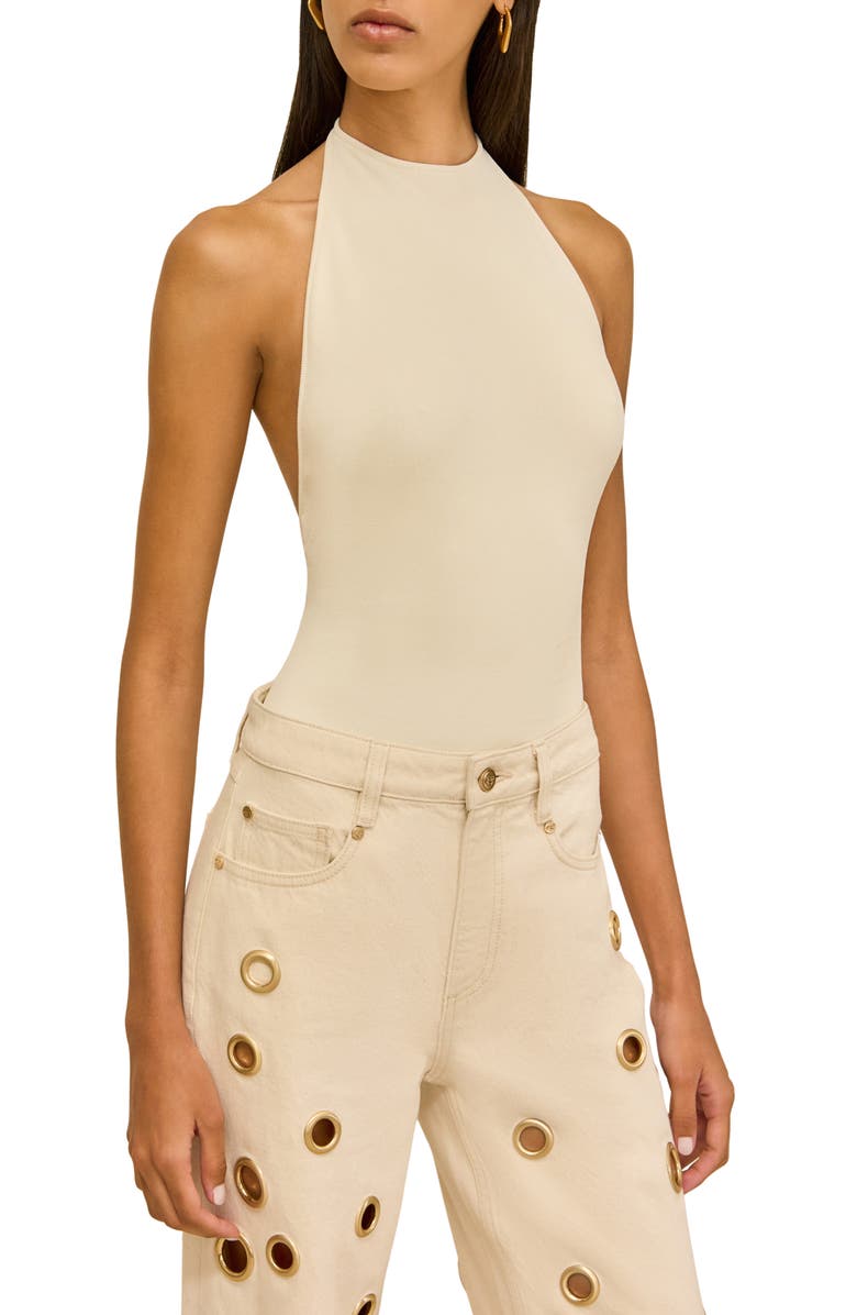 Cult Gaia Minnie Halter Bodysuit, Main, color, Off White