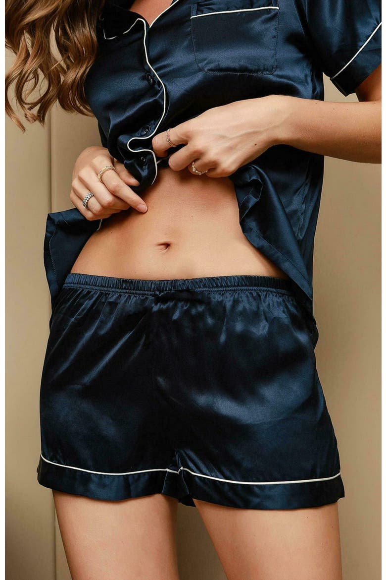 Pure Silk Pajamas Short Pjs Set 2Pcs, Alternate, color, DarkBlue