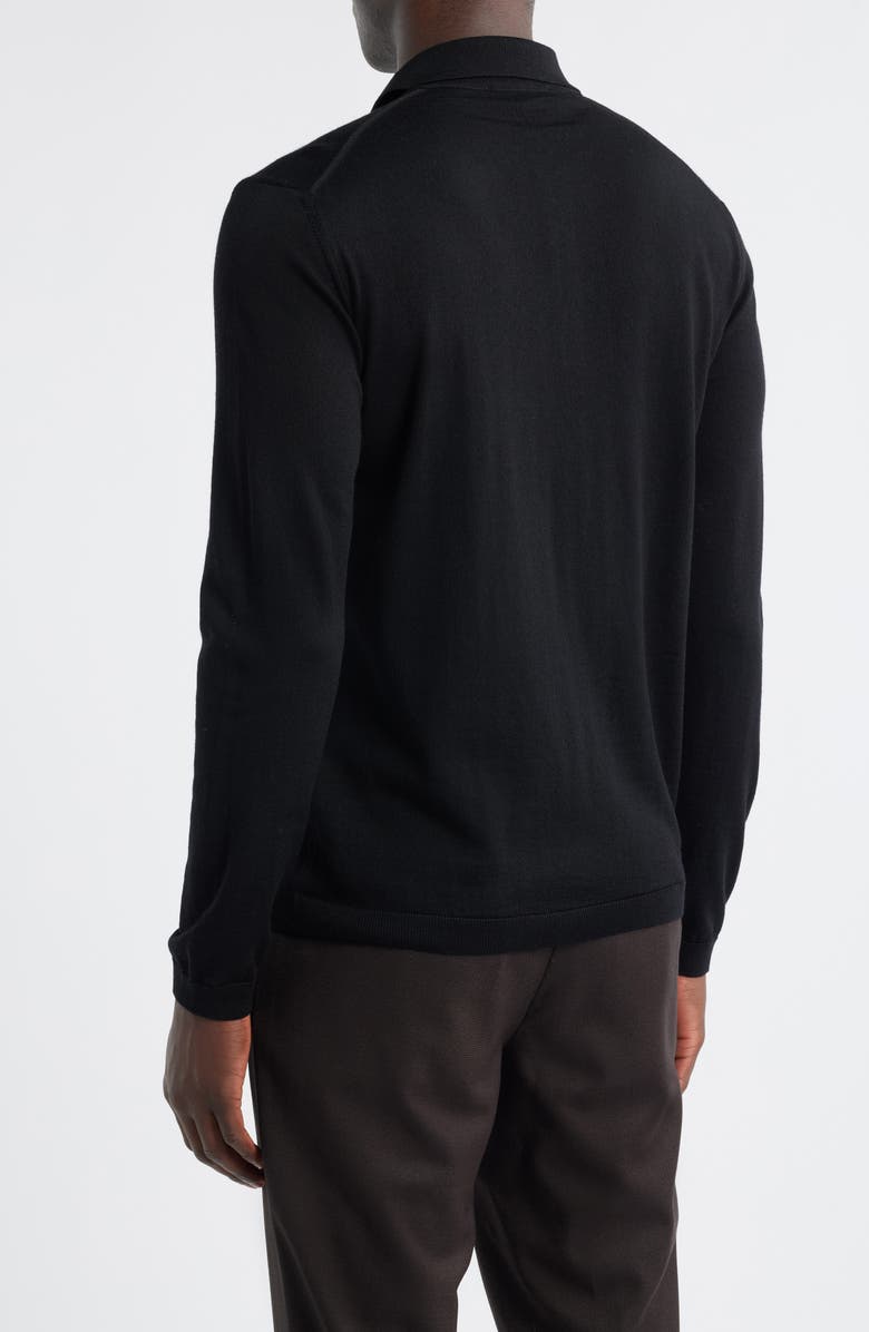 Jack Victor Long Sleeve Wool & Silk Polo Sweater, Alternate, color, Black