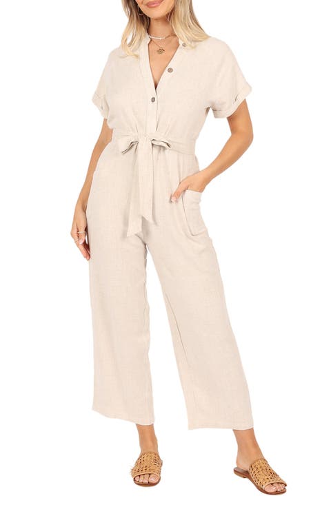 Archie Tie Waist Linen Jumpsuit
