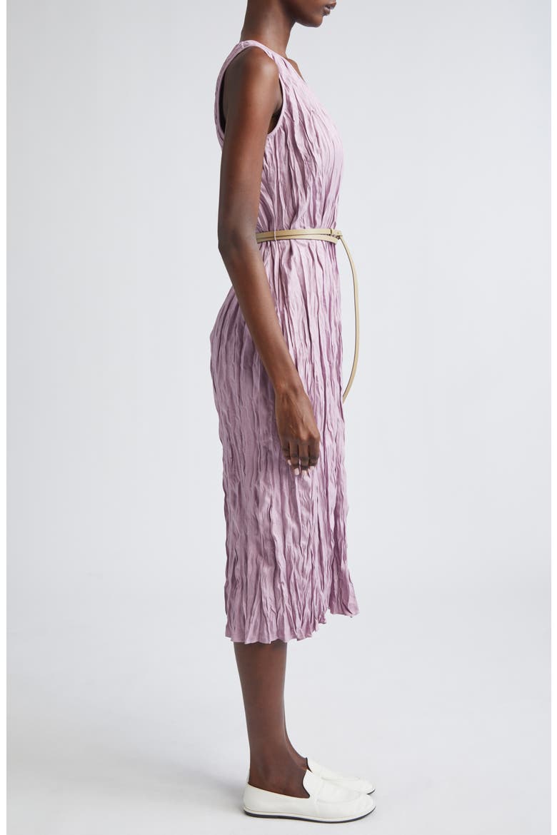 Plissé Sleeveless Belted Midi Dress, Alternate, color, LAVENDER TINT MELANGE