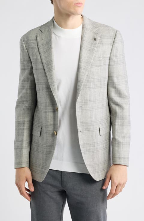 McAllen Light Grey Plaid Soft Constructed Wool & Silk Sport Coat