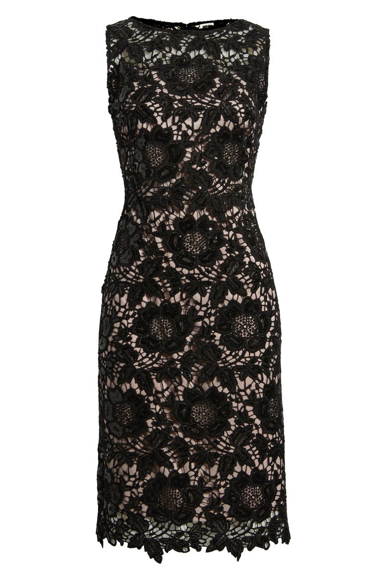 Floral Lace Sheath Dress, Alternate, color, ANNE BLACK