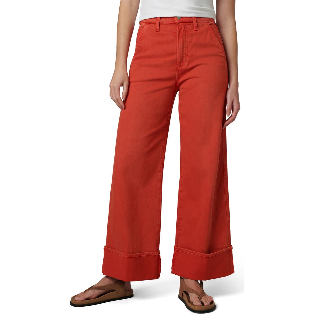 Joe's The Trixie Cuff High Waist Wide Leg Trouser Jeans In Valiant Poppy