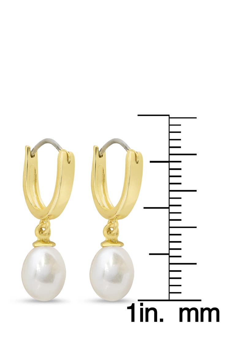 Kids' Pearl Drop Hoop Earrings, Alternate, color, GOLD