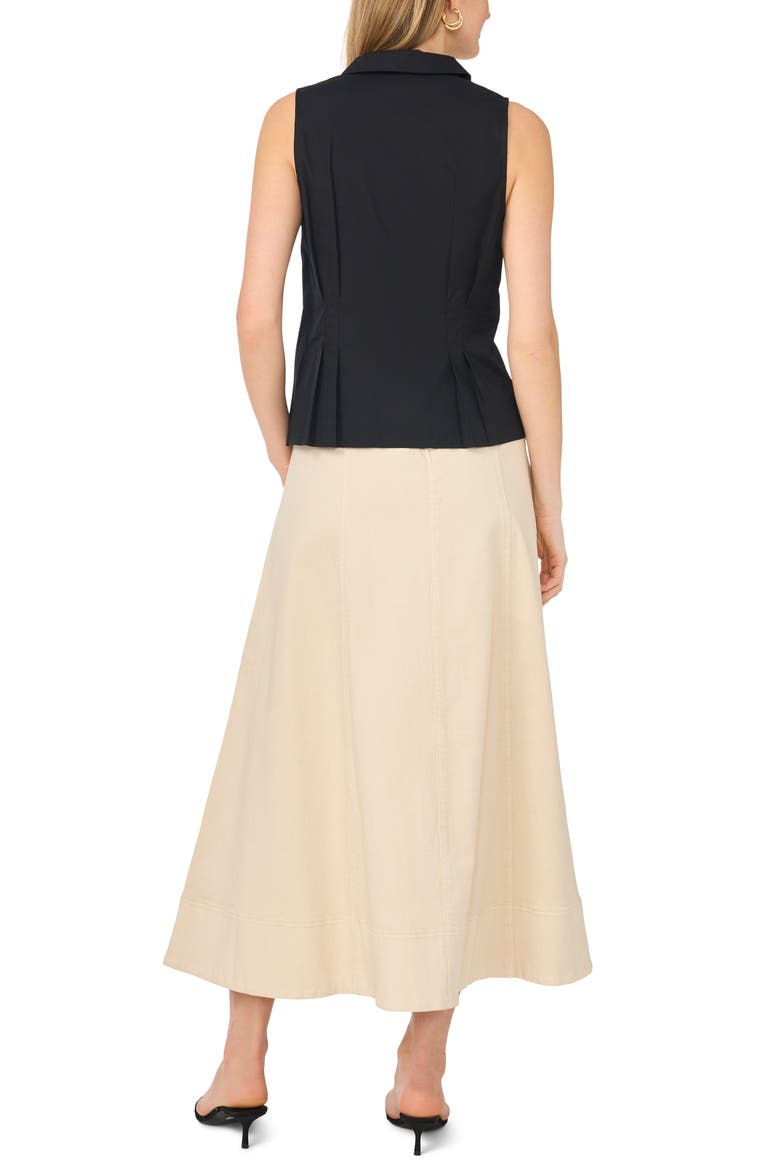 Tie Front Sleeveless Cotton Shirt, Alternate, color, RICH BLACK