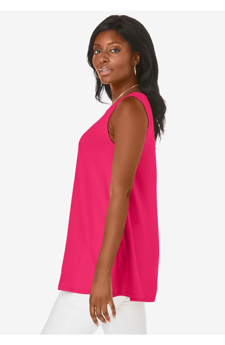 Jessica London Stretch Knit Sleeveless Swing Tunic, Alternate, color, Black