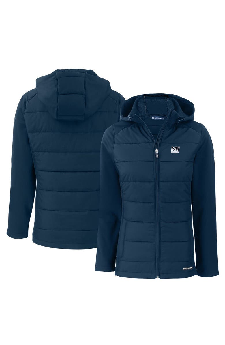 Cutter & Buck Women's Cutter & Buck  Navy New York Giants Throwback Evoke Hybrid Eco Softshell Recycled Full-Zip Hoodie Jacket, Main, color, 